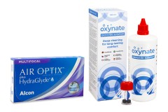 Air Optix Plus Hydraglyde Multifocal (3 šošovky) + Oxynate Peroxide 380 ml s puzdrom