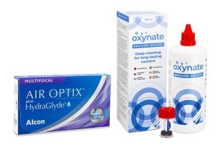 Air Optix Plus Hydraglyde Multifocal (6 šošoviek) + Oxynate Peroxide 380 ml s puzdrom