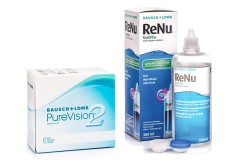 PureVision 2 (6 šošoviek) + ReNu MultiPlus 360 ml s puzdrom